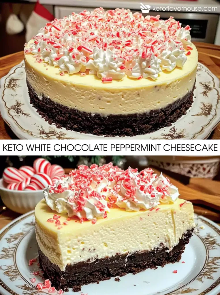 Keto White Chocolate Peppermint Cheesecake