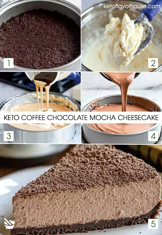 Keto Coffee Chocolate Mocha Cheesecake