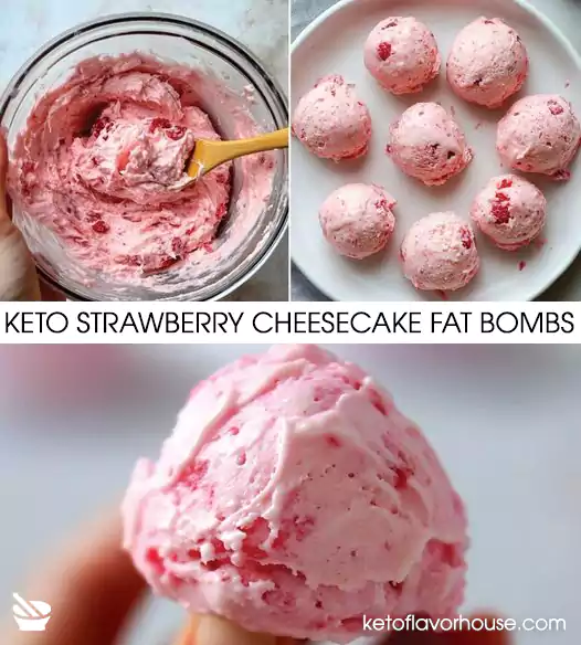 Keto Strawberry Cheesecake Fat Bombs