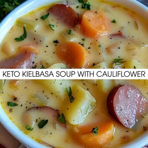 Keto Kielbasa Soup with Cauliflower