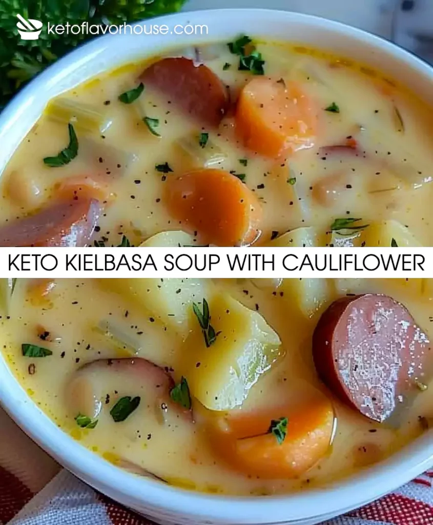 Keto Kielbasa Soup with Cauliflower