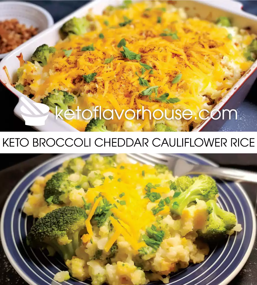 Keto Broccoli Cheddar Cauliflower Rice