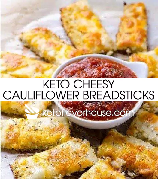 Keto Cheesy Cauliflower Breadsticks