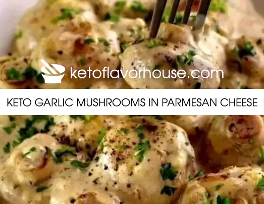 Keto Garlic Mushrooms in Parmesan Cheese