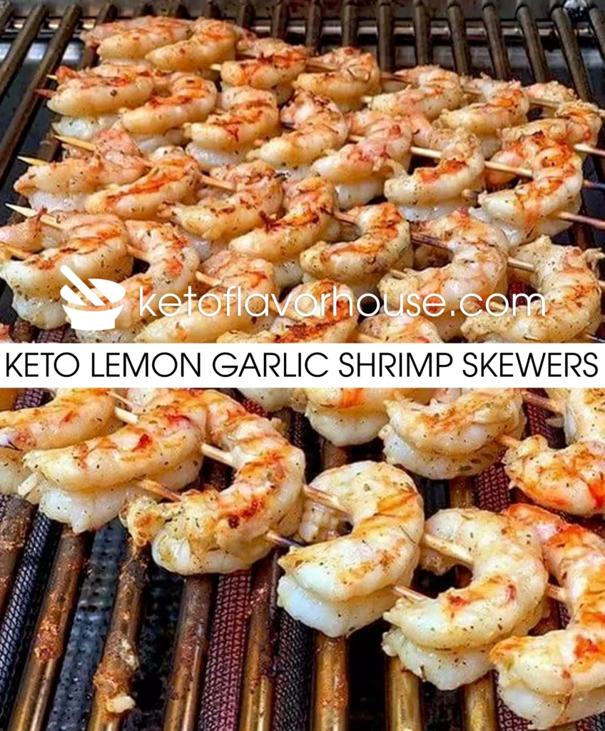 Keto Lemon Garlic Shrimp Skewers