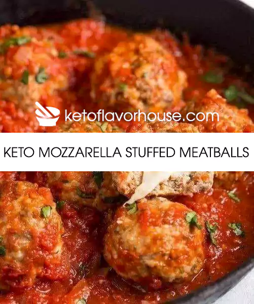 Keto Mozzarella Stuffed Meatballs