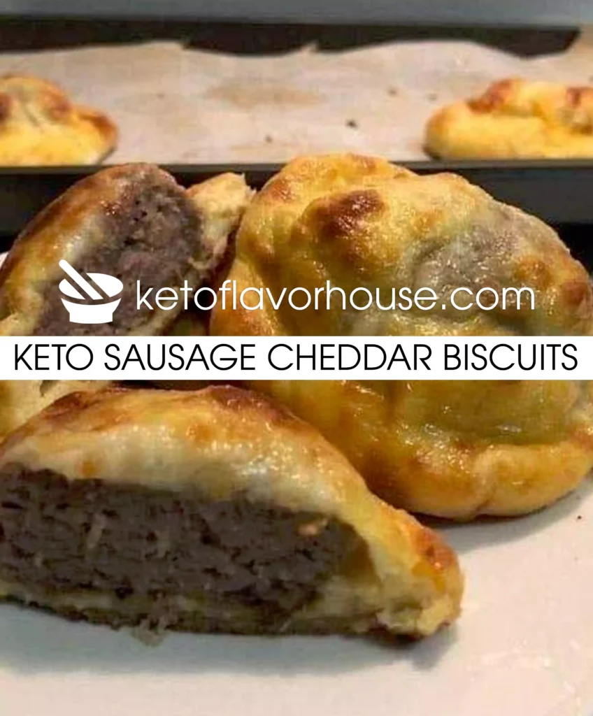 Keto Sausage Cheddar Biscuits