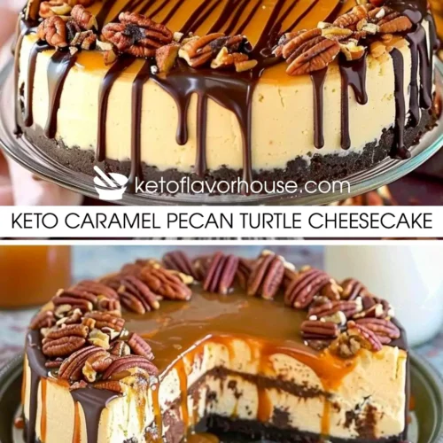 Keto Caramel Pecan Turtle Cheesecake