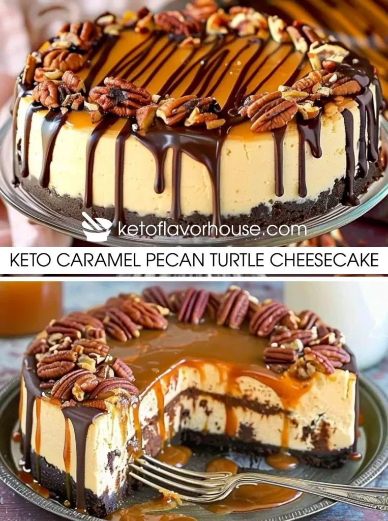 Keto Caramel Pecan Turtle Cheesecake
