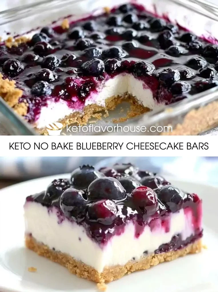 Keto No bake Blueberry Cheesecake Bars