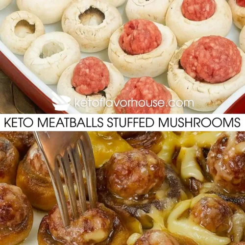 Keto Meatballs Stuffed Mushrooms