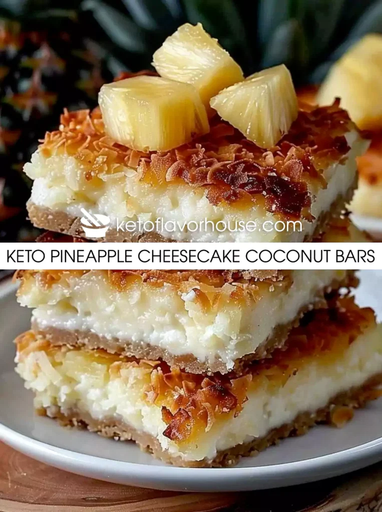 Keto Pineapple Cheesecake Coconut Bars