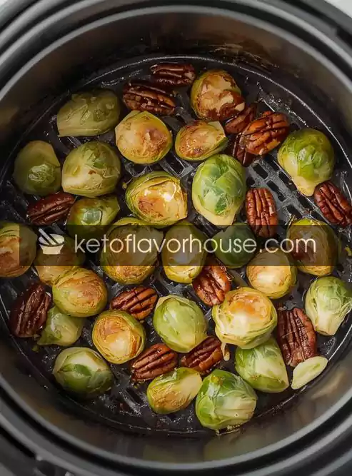 Air Fryer Brussels Sprouts with Balsamic & Pecans 2