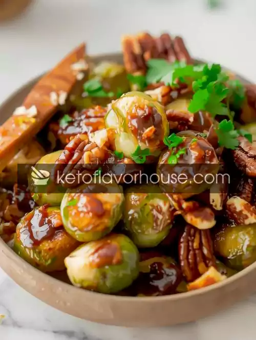 Air Fryer Brussels Sprouts with Balsamic & Pecans 3