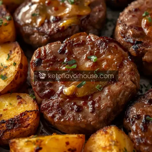 Air Fryer Garlic Butter Steak Bites and Potatoes