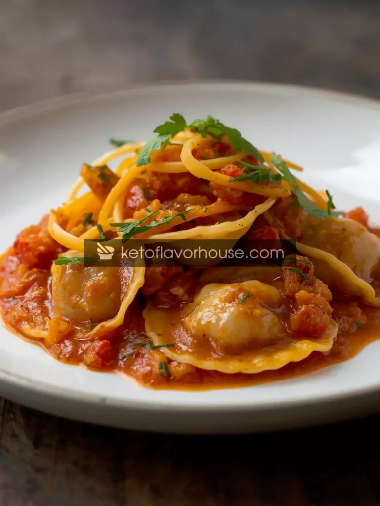 Bariatric Zoodle Ravioli with Pumpkin Sauce