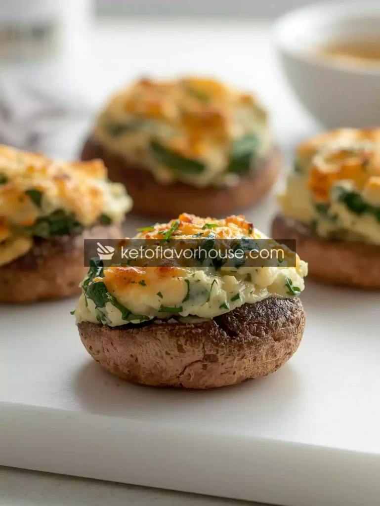 Air Fryer Stuffed Mushrooms with Cream Cheese & Spinach