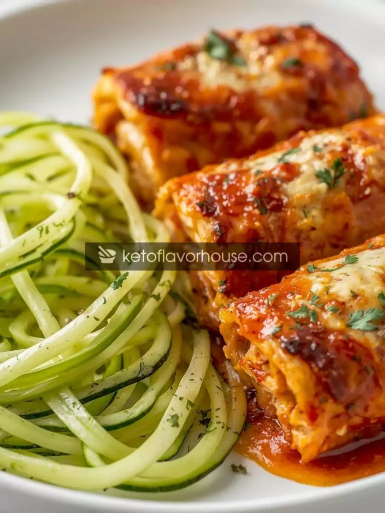 Bariatric Chicken Lasagna Roll-Ups with Zucchini Noodles (Low-Carb & High-Protein)