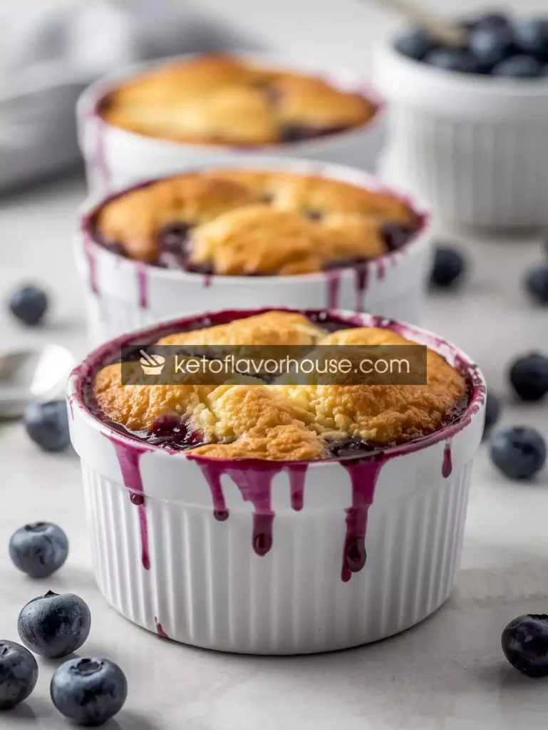 Bariatric No-Sugar Blueberry Cobbler Ramekins (Low-Calorie Dessert)