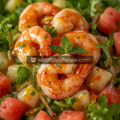 Bariatric Summer Shrimp Salad with Watermelon Champagne Vinaigrette (Light & Low-Calorie)