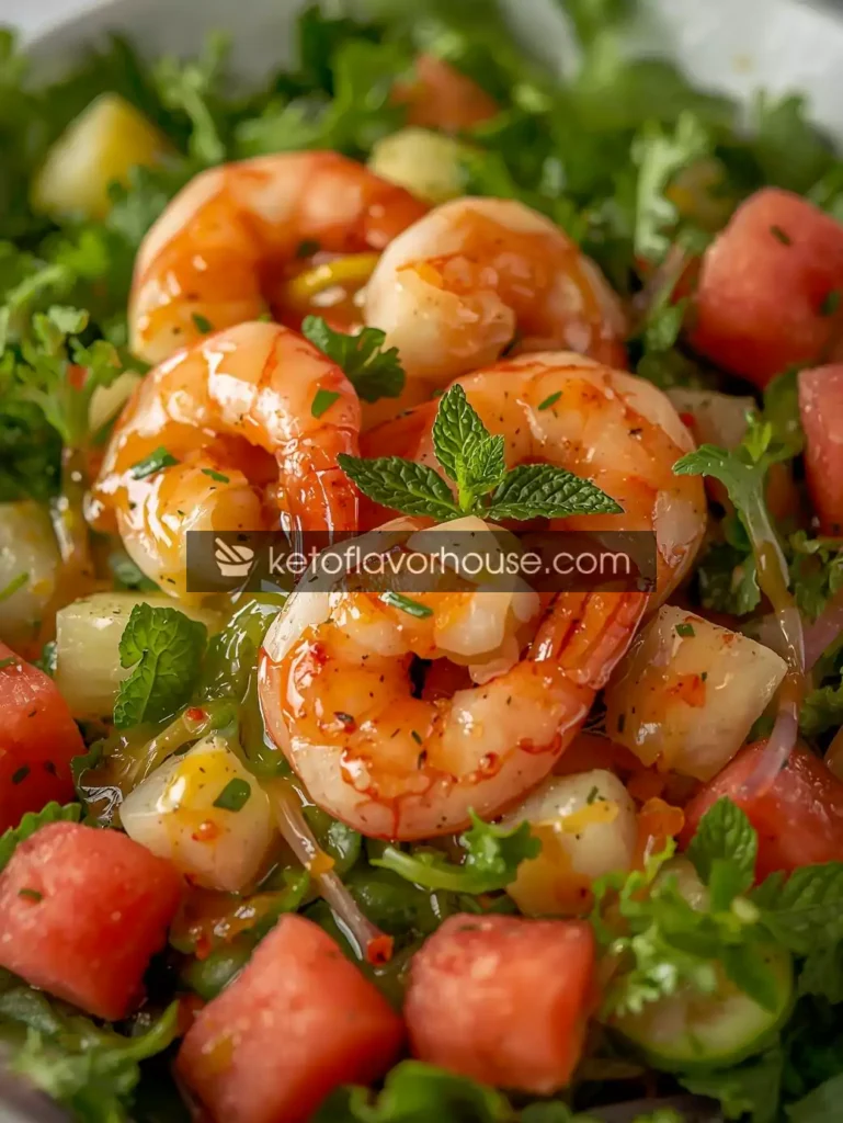 Bariatric Summer Shrimp Salad with Watermelon Champagne Vinaigrette (Light & Low-Calorie)