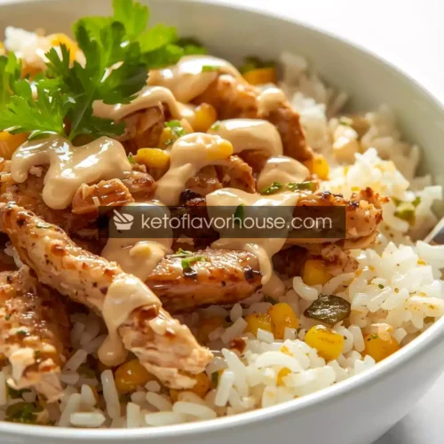 High-Protein Street Corn Chicken Rice Bowl