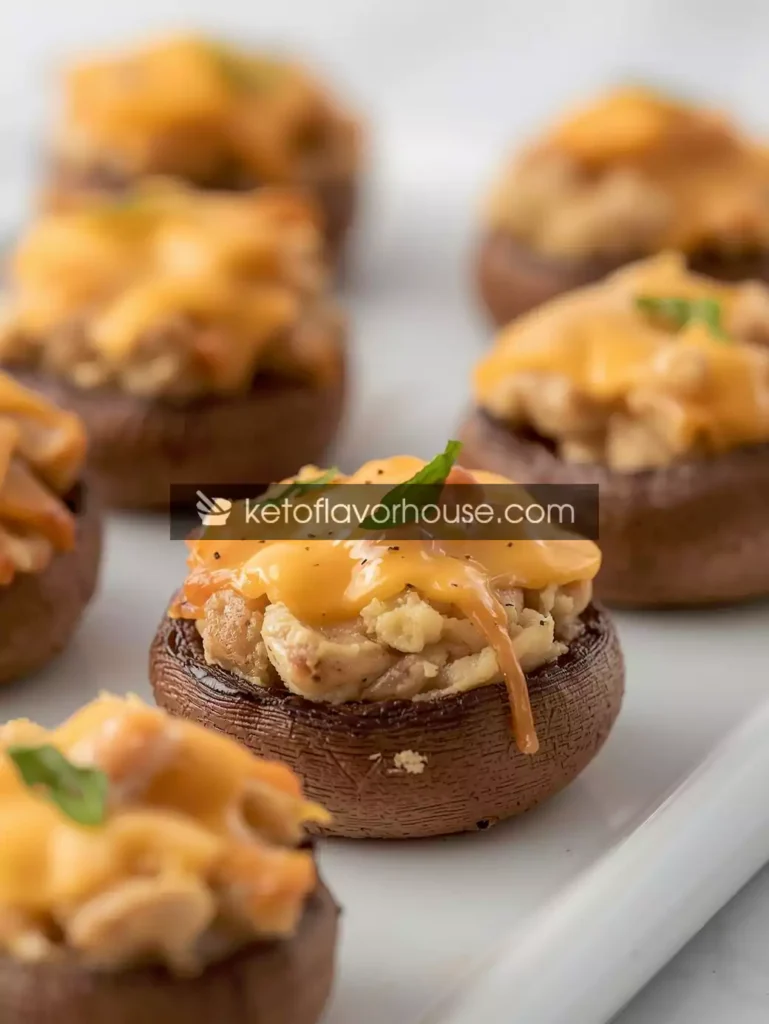Mini Turkey & Cheese Stuffed Mushrooms