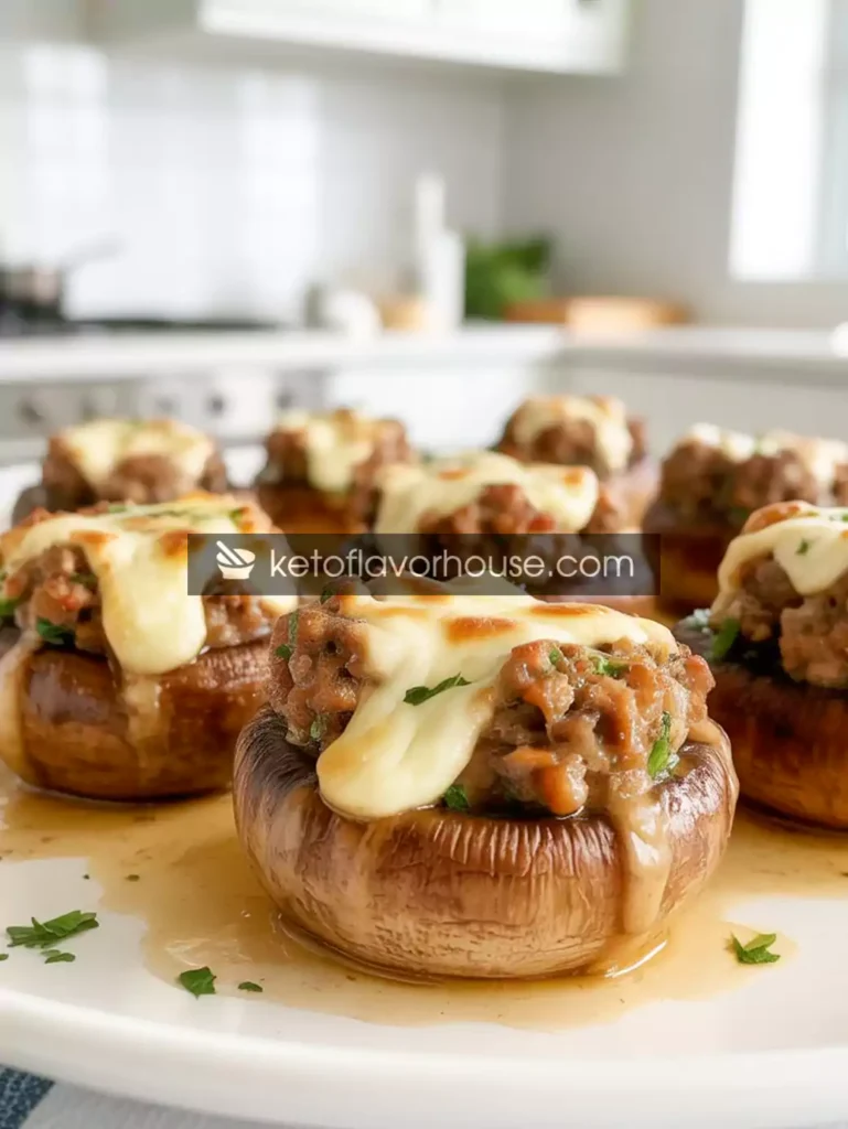Air Fryer Sausage & Cheese Stuffed Mushrooms