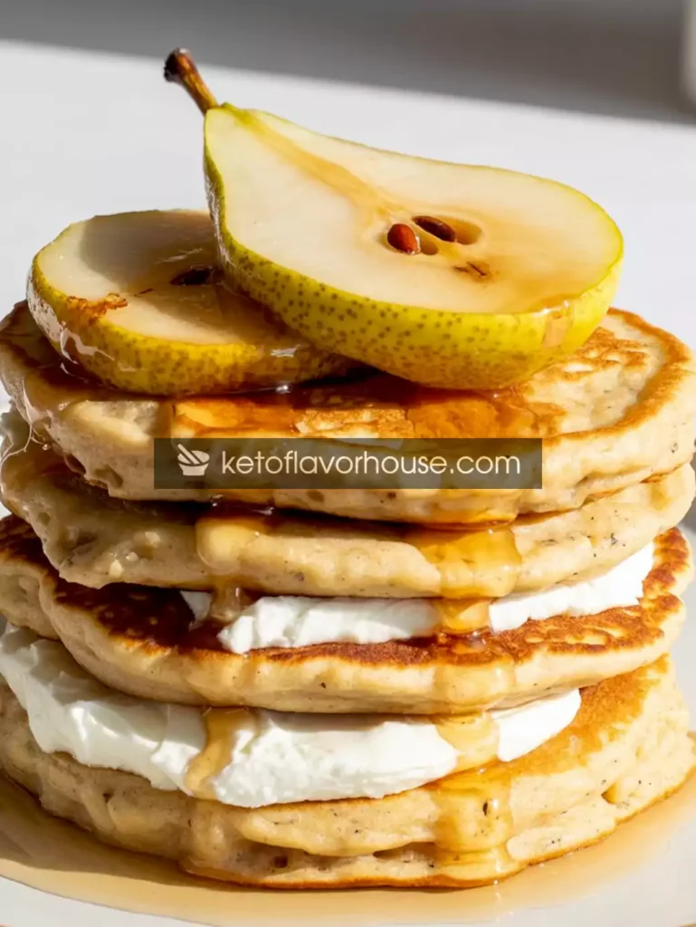 Almond Flour Protein Pancakes with Ricotta & Spiced Pears