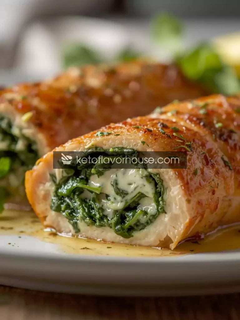 Herb-Stuffed Chicken Roulades with Creamy Spinach Filling