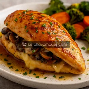 High-Protein Cheesy Garlic Butter Mushroom Stuffed Chicken
