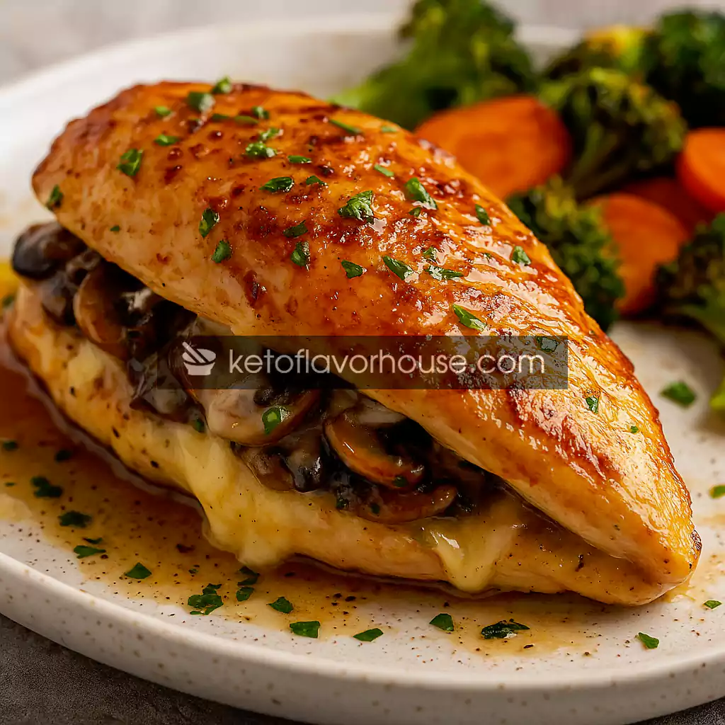 High-Protein Cheesy Garlic Butter Mushroom Stuffed Chicken
