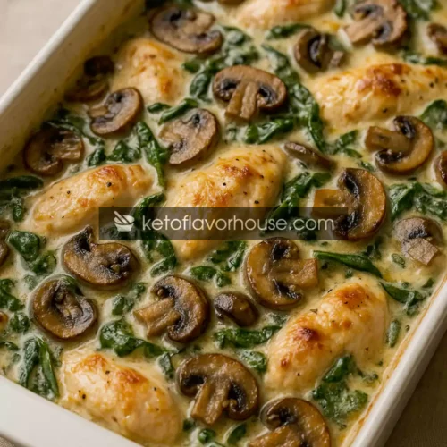 High-Protein Chicken Spinach Mushroom Bake