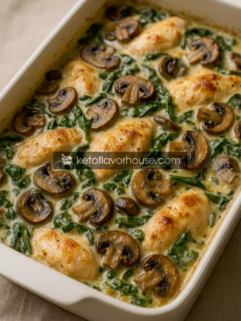 High-Protein Chicken Spinach Mushroom Bake