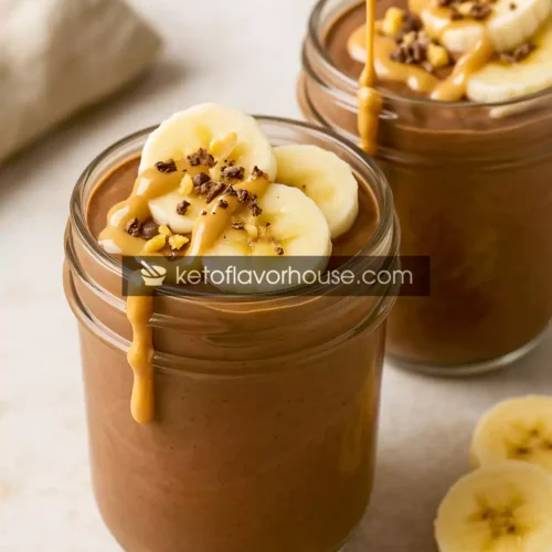 High-Protein Chocolate Banana Pudding Cups with Peanut Butter Drizzle