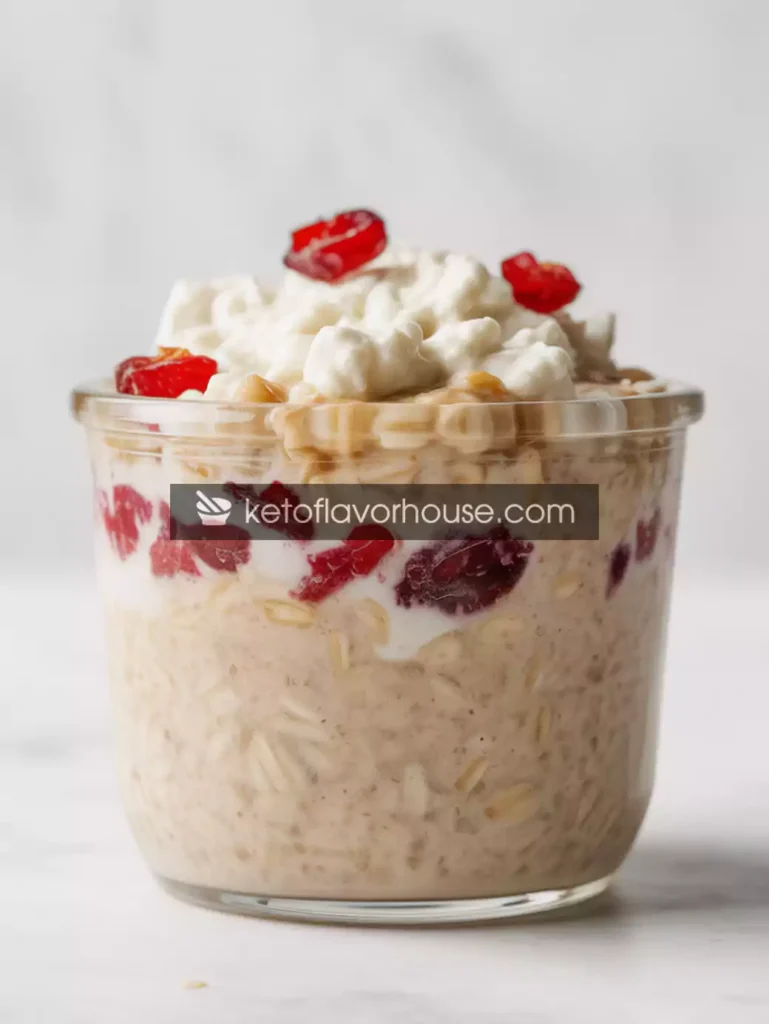 Overnight Protein Oats with Cottage Cheese & Cranberries