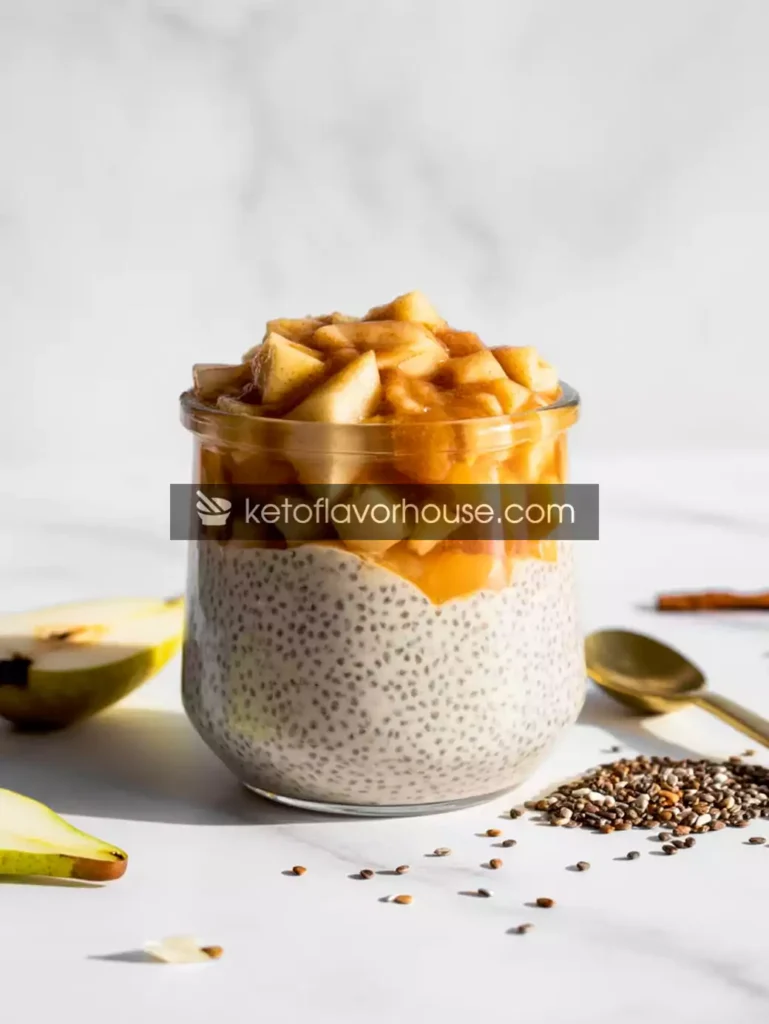 Protein Chia Pudding with Collagen & Spiced Pear Compote