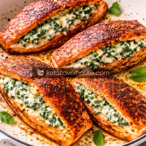 High-Protein Blackened Salmon Stuffed with Spinach & Parmesan
