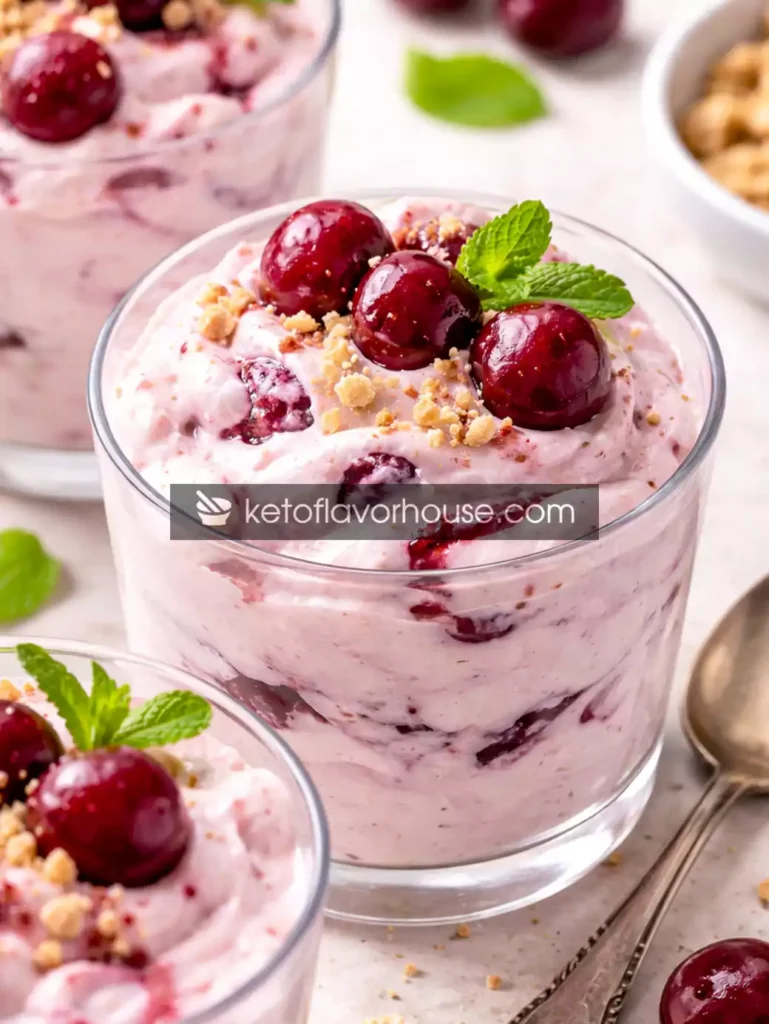 High-Protein Cherry Cheesecake Fluff (No-Bake, Creamy & Keto-Friendly)