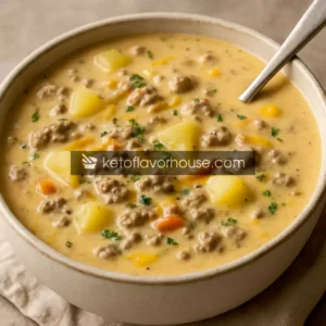 High-Protein Crockpot Creamy Potato & Hamburger Soup