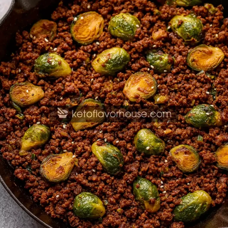 High-Protein Ground Beef & Brussels Sprouts Skillet