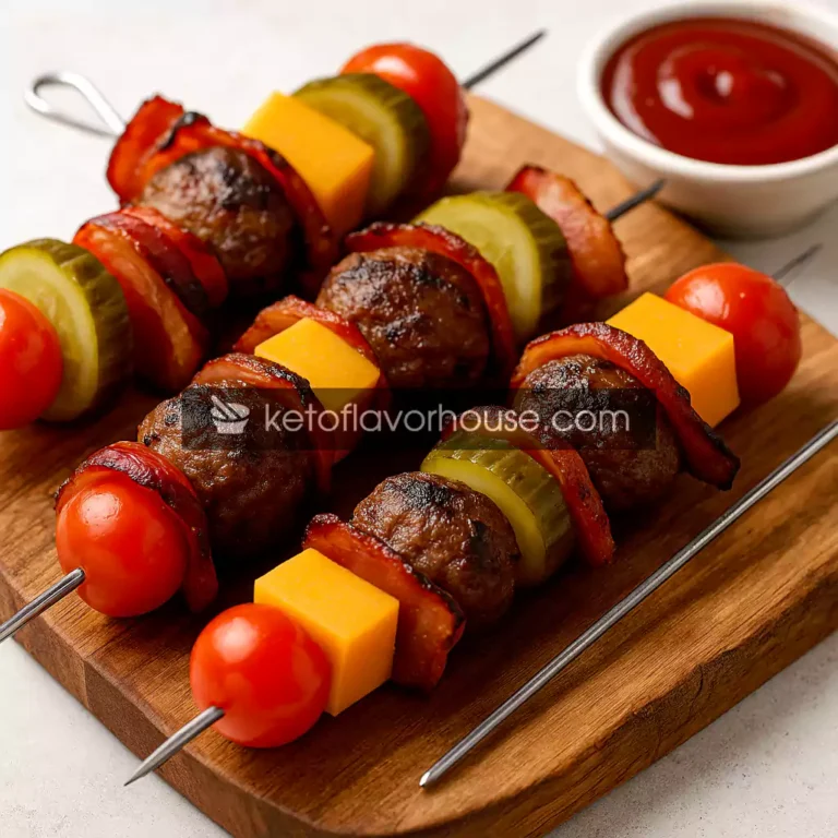Keto Bacon Cheeseburger Kebabs
