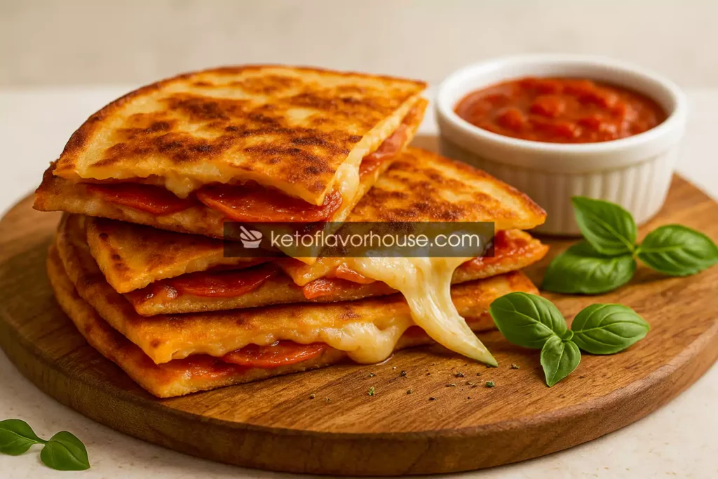 Keto Pepperoni Pizza Quesadillas
