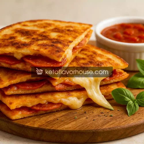 Keto Pepperoni Pizza Quesadillas