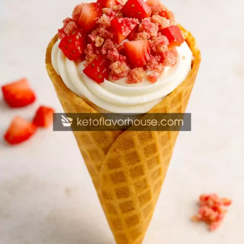 Keto Strawberry Crunch Cheesecake Cone