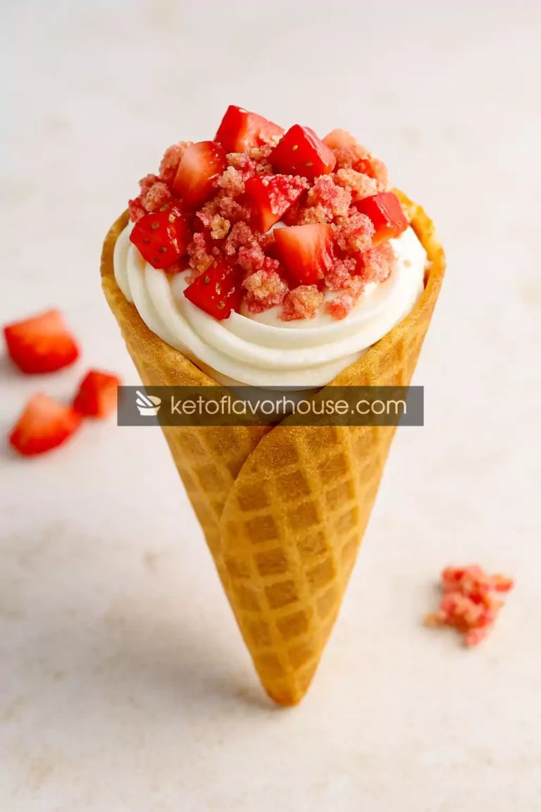 Keto Strawberry Crunch Cheesecake Cone