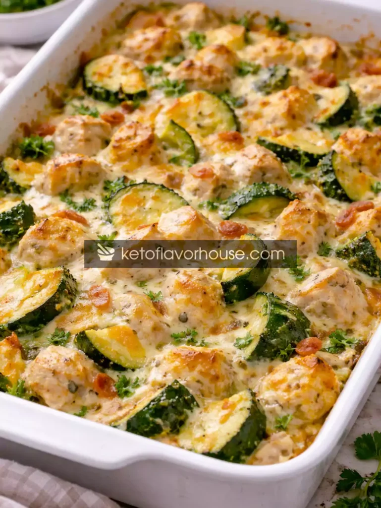 High-Protein Cheesy Chicken Zucchini Bake
