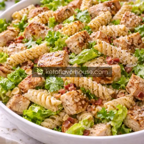 High-Protein Chicken Caesar Pasta Salad