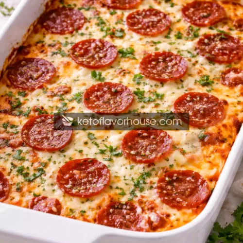 High-Protein Cottage Cheese Pepperoni Pizza Bake