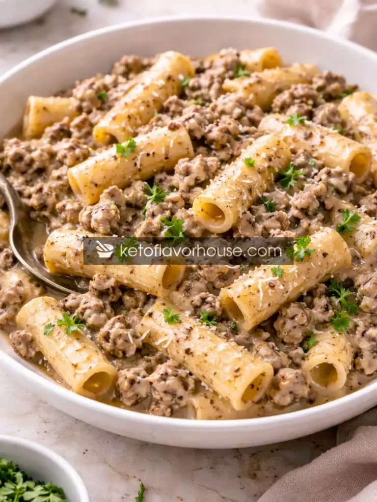 High-Protein Creamy Ground Beef Pasta